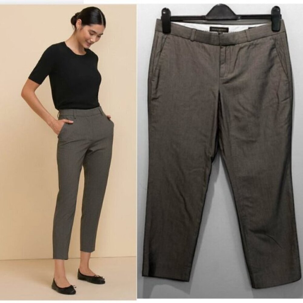 Banana Republic Grey Silk Pants ankle Size 2 Preppy Chic Work Business